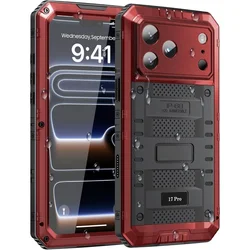 Ultimate 360° Protection IP68 Waterproof Shockproof Aluminum Metal Case - iPhone 15 (Red)
