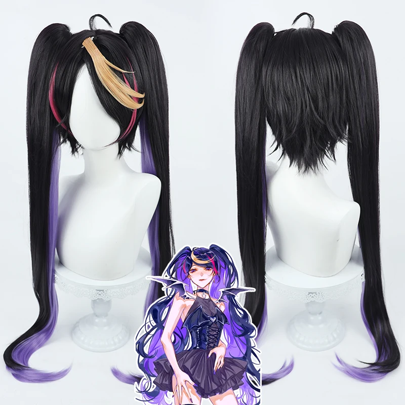 

Nijisanji Shu Yamino Cosplay Wig 100cm Long Purple Mixed Double Ponytail Heat Resistant Synthetic Hair Halloween Party Role Play
