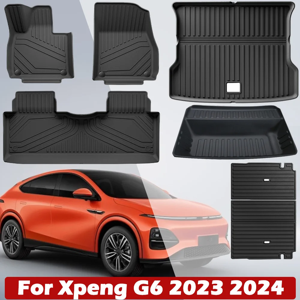 For Xpeng G6 TPE Floor Mats All Weather Waterproof Anti-Slip Front Rear Cargo Liner Mat Foot Pads Accessories car floor mats floor mats