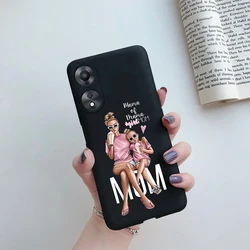 Super Mom Baby Fashion Girl Pattern Soft Silicone Shockproof Protective Phone Case for Oppo A78 (5G) (Black101)