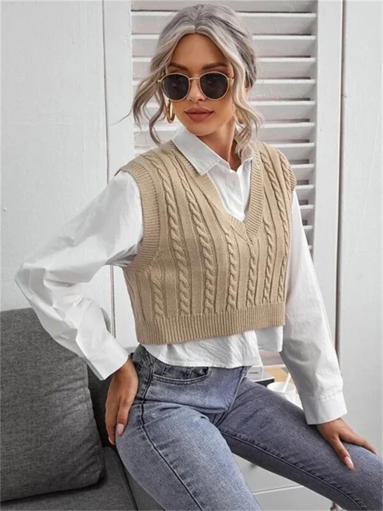 Sweater Vest Women 5 Colors Retro Criss-cross Elegant Loose V-neck Classic  Basic Daily Students Casual Spring Clothing Chic New - Sweater Vest -  AliExpress