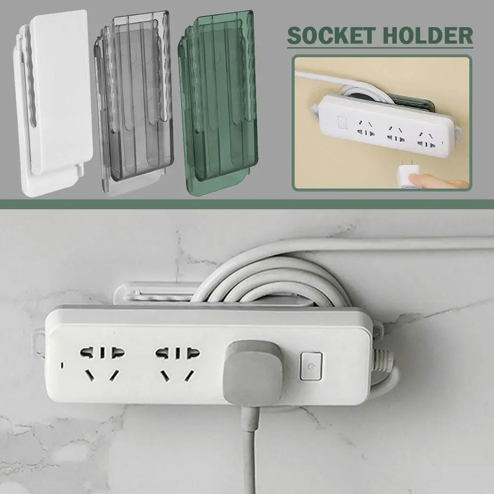 

Self-Adhesive Desktop Socket Holder Organizes Wires Sliding Pin Fixation Detachable Wall Mount Power Strip Double Sided