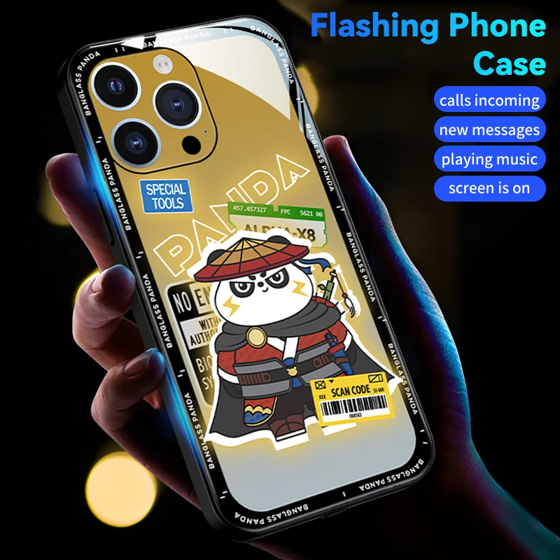

Panda Shell income Call message colored Lighted reminder phone case For vivo All models x note X27 X30 X50 X60 X70 X80 PRO Cover