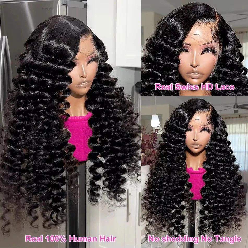 Human Hair Wig Melodie Brazilian 30 40 inch High Density Loose Deep Wave HD Lace front Water Wave Curly 13x6 Lace frontal