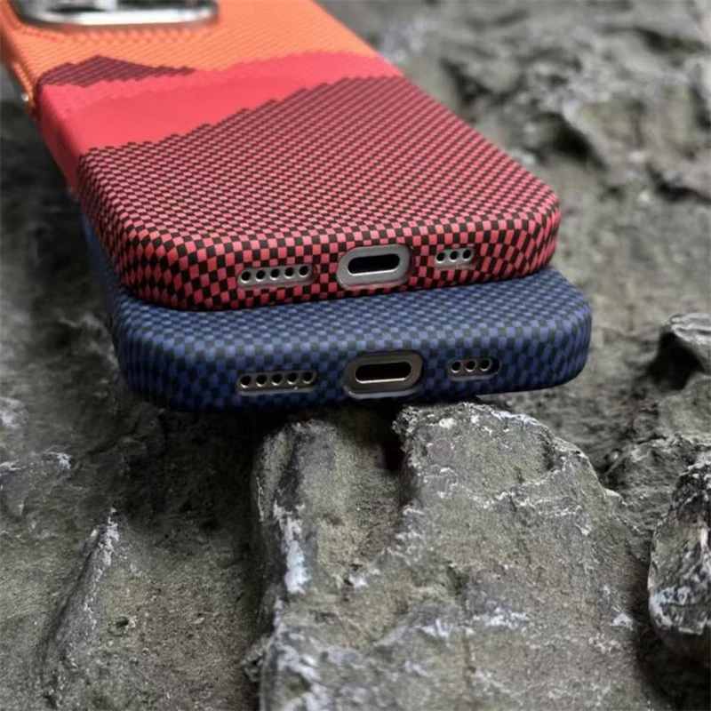 Carbon Fiber Relief MagSafe Case with Alloy Lens
