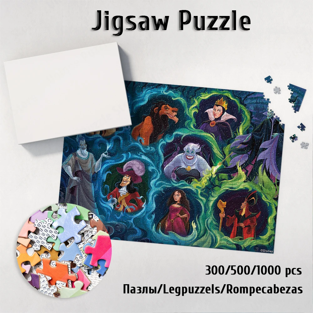 Disney Villains Large Puzzle Board Games Disney Villain Witch Paper Jigsaw Puzzles Unique Design Fun Family Game for Kids Adults