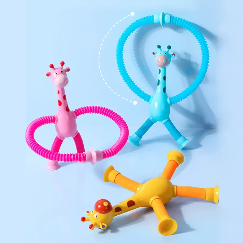 Children Suction Cup Toys Pop Tubes Stress Relief Telescopic Giraffe Fidget Toys Sensory Bellows Toys Anti-stress Squeeze Toy 3