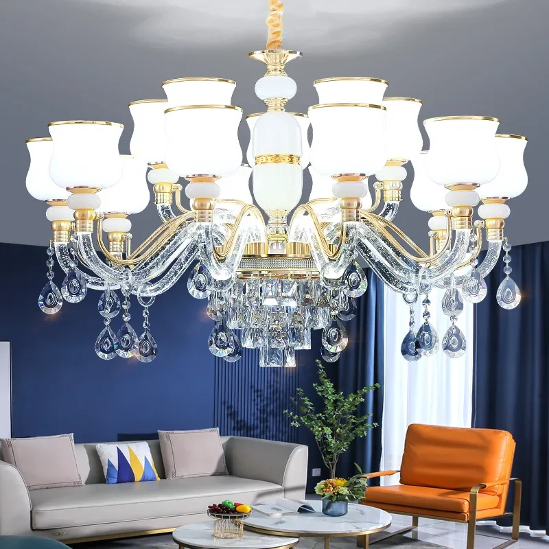 

Crystal Chandelier Living Room Lamp European Style Luxury Atmosphere Villa Hall Main Light New Dining Room Lamps