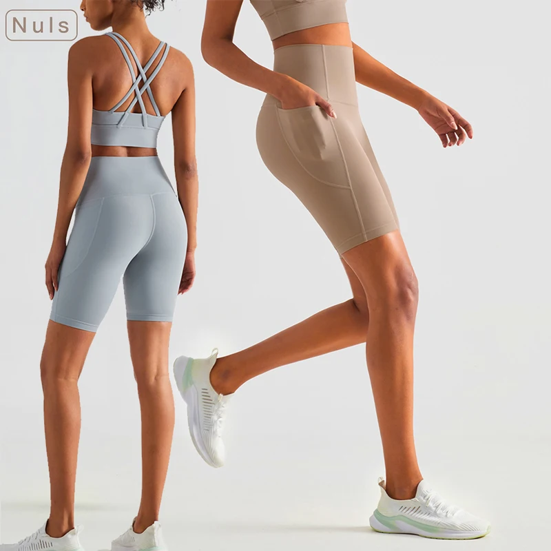 

Women Sports Yoga Shorts Gym Fitness Pants Lady Short Tight High Waist Workout Knee Length Leggings Push Up Half Leggins Pocket