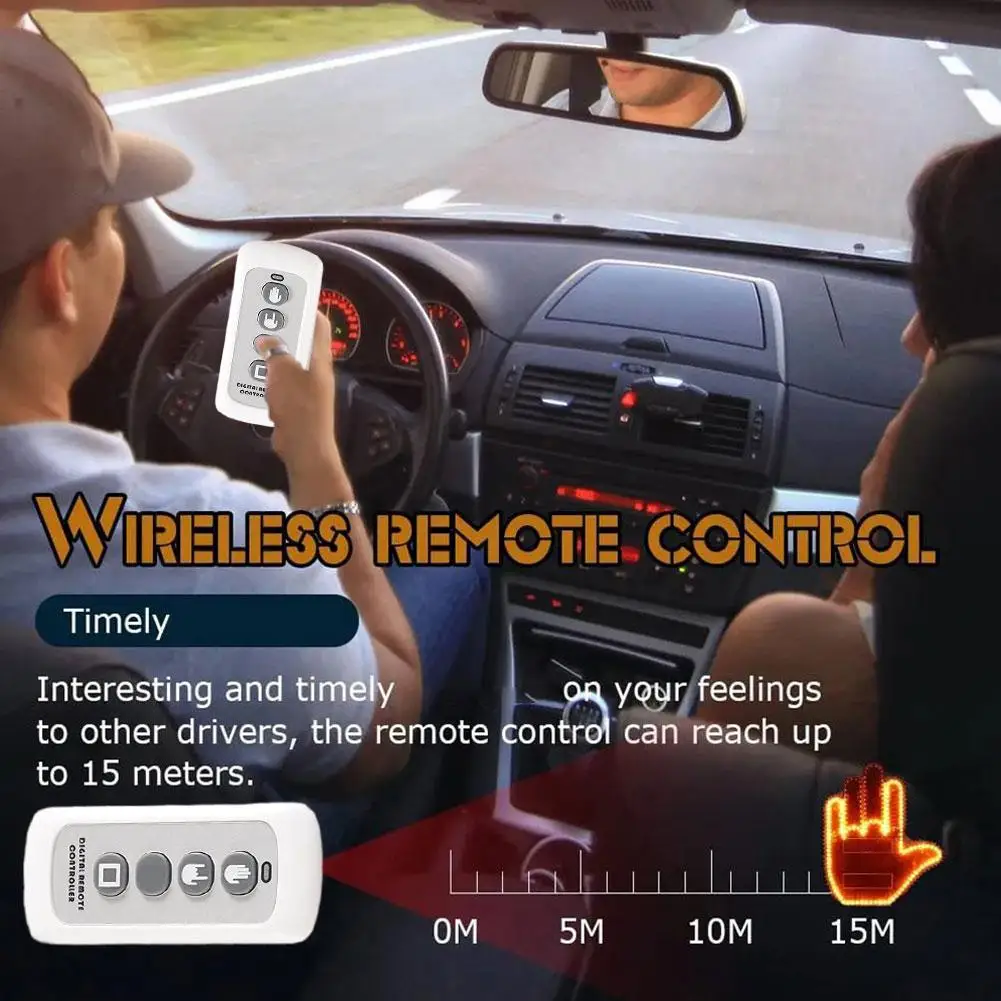 Funny Car Finger Light With Remote Road Rage Signs Middle Gesture