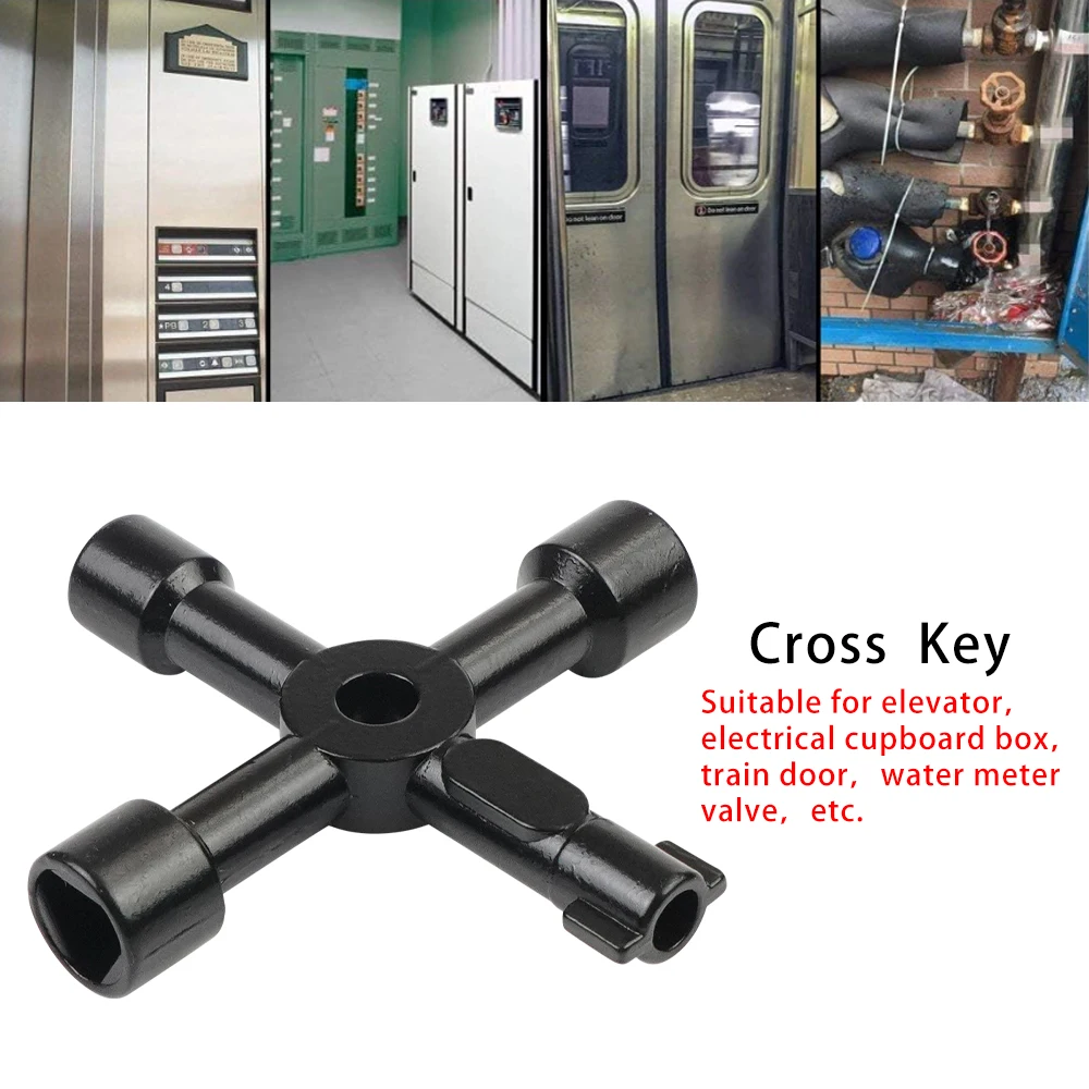 4 Directions Universal Cross Key Multi-Functional Electric Control Cabinet Triangle Wrench Key For Gas Train Bleed Radiator