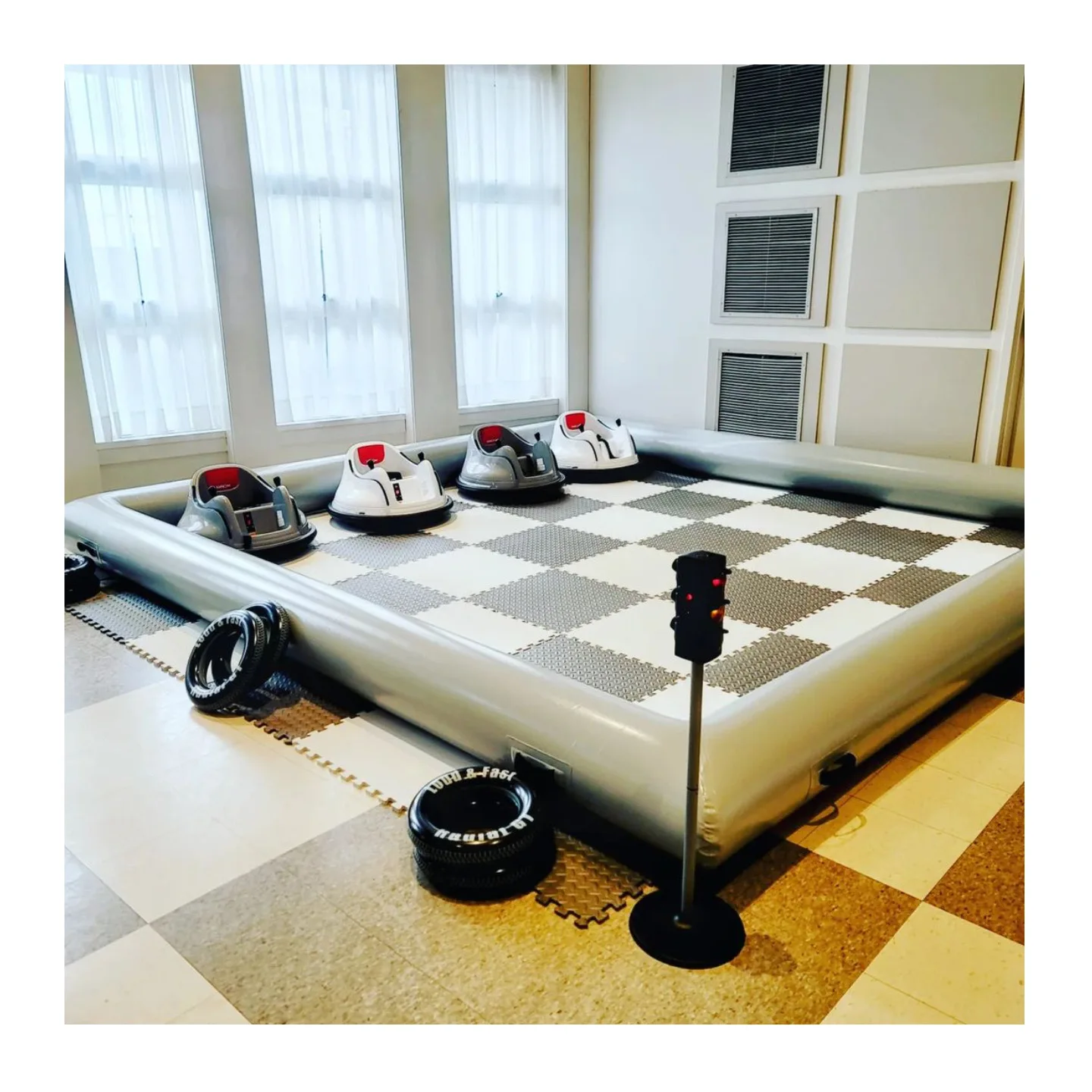 Modern commercial grade kids go kart racing arena inflatable bumper car race track car arena area
