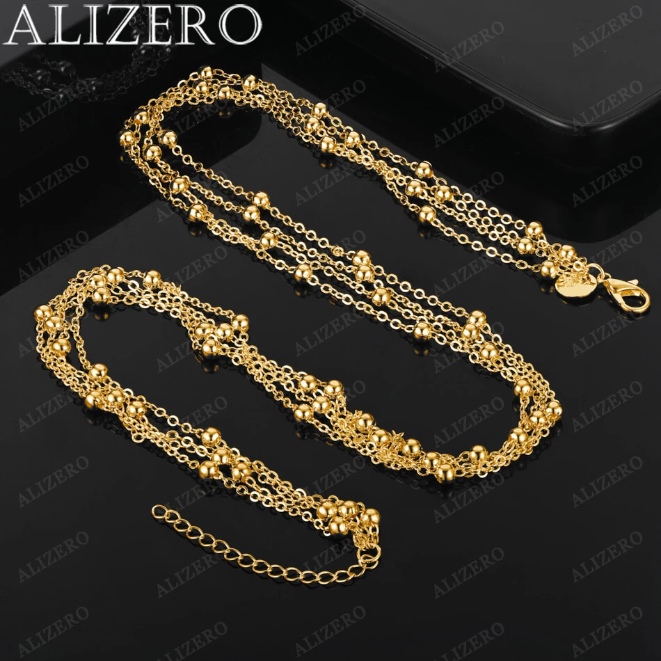ALIZERO 18K الذهب شرابة العديد من الخرز سلسلة القلائد 20 بوصة النساء غرامة المجوهرات بالجملة شخصية الاتجاه قلادة الموضة