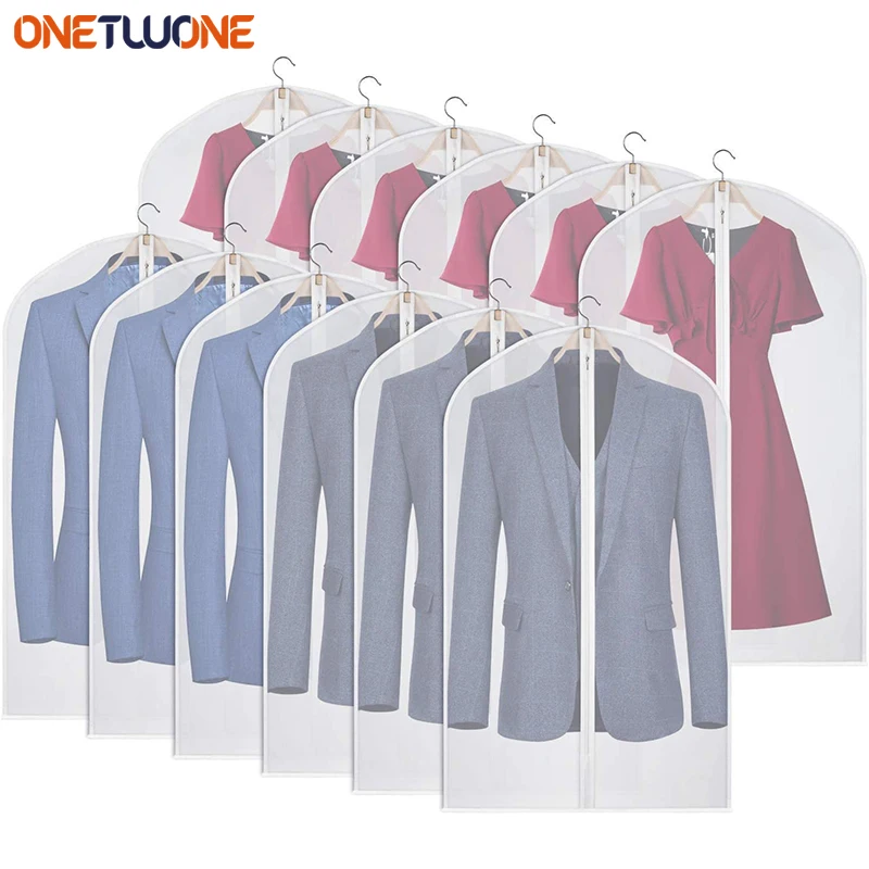 3 5pcs White Garment Bags For Hanging Clothes Clear Moth Proof