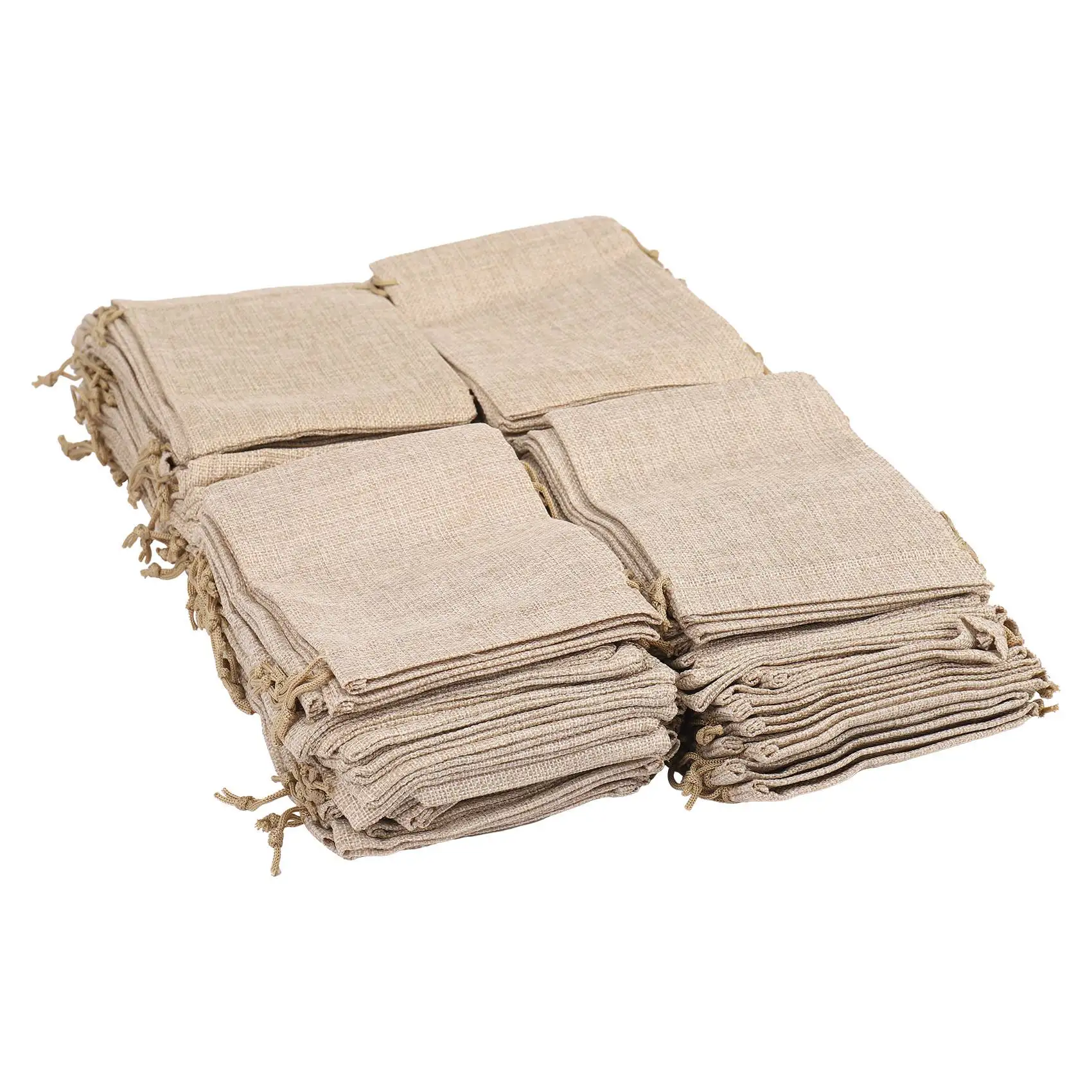 

100pcs Burlap Packing Pouches Drawstring Bags 13x18cm Gift Bag Jute Packing Storage Linen Jewelry Pouches Sacks for Wedding