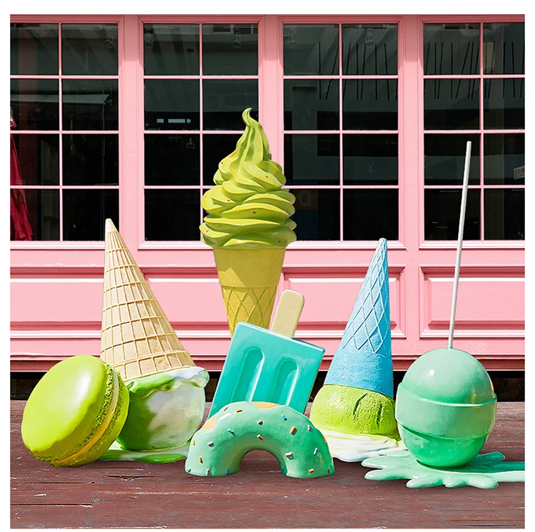 New Design Fiberglass Ice Cream Cone Candyland 3d Props Candy
