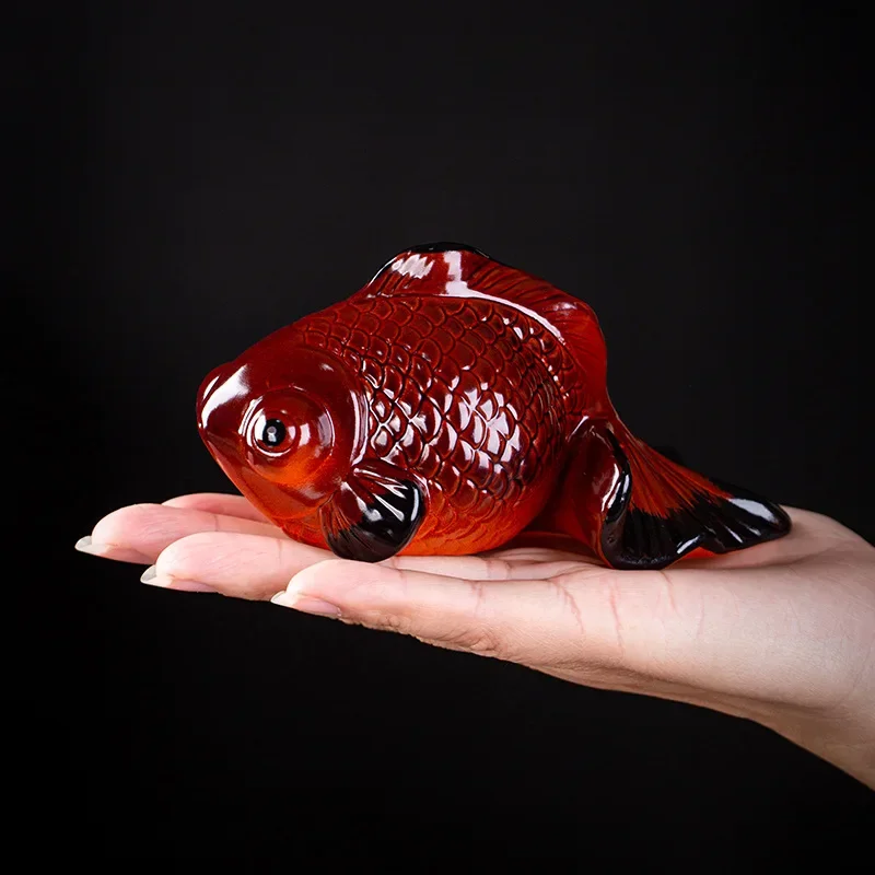 Ceramic Tea Pet Ornaments Creative Color Changing Goldfish Set Tea Tray Supportable Table Accessories Teaware