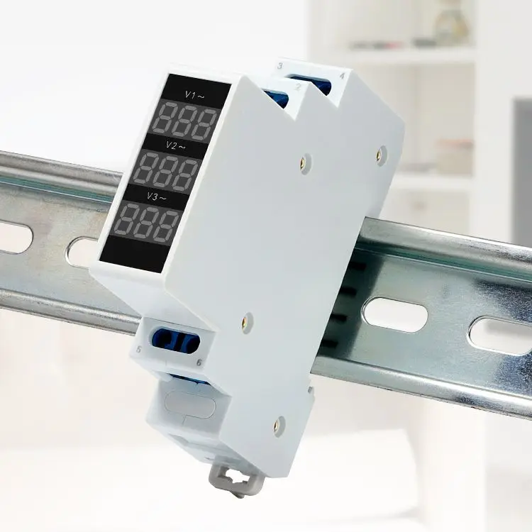 Modular Digital Voltmeter 18mm 3 phase AC80-500v Mini Voltage Meter Din Rail Voltagemeter Detector EKMV3-500R Module digital voltmeter