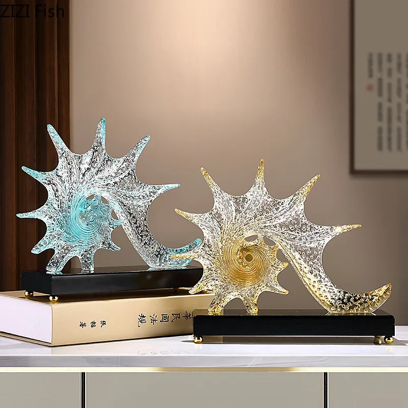 Spiral Conch Statue Home Landscape Ornaments Desk Decoration Resin Crafts Creative Bubble Conch Sculpture Room Aesthetic Decor
