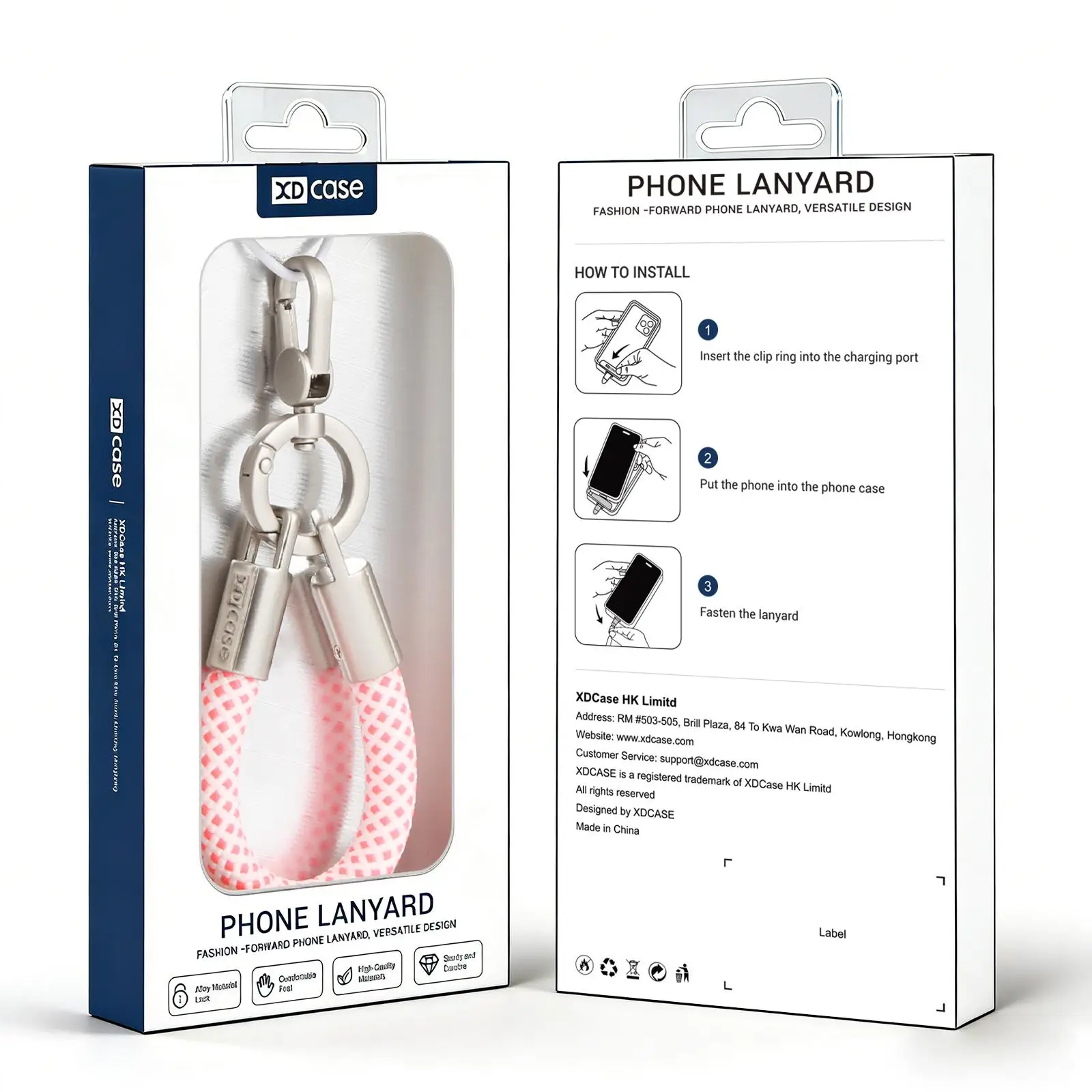 XDcase10.6cm 패셔너블 폰 케이스 로프 분실 방지 폰 손목 끈 안전 테더 메탈 버클 포함