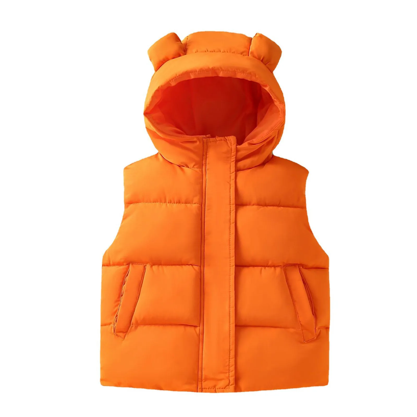 Girls Lightweight Jacket Toddler Boys Girls Sleeveless Winter Warm Outwear Vest Jacket Coat Bear Ears Solid Kids Snow