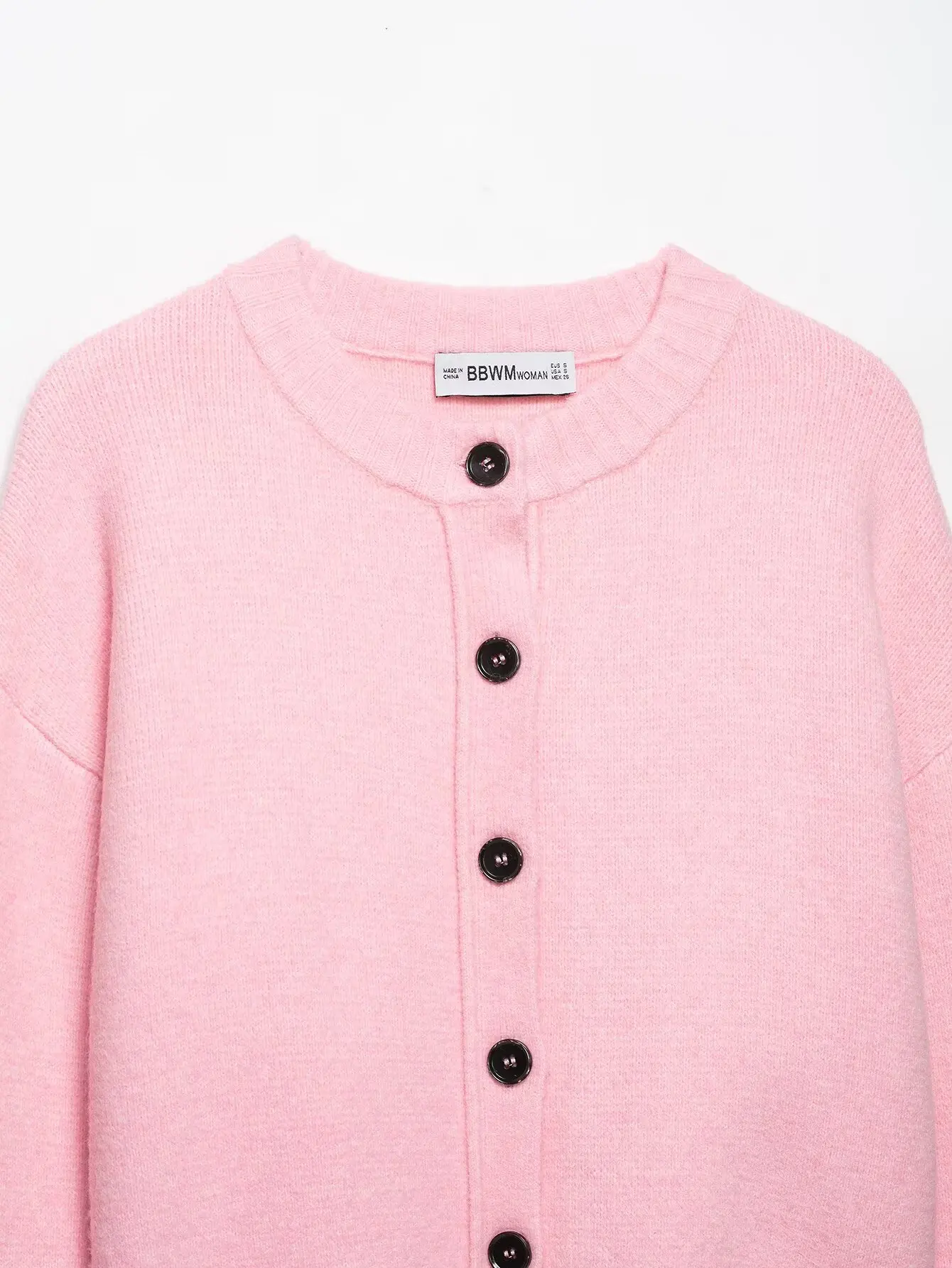 HH Damen Mode Langarm Einreihiger Rundkragen Kurzer Mantel Bequeme Gestrickte Einfarbige 2-Farbige Frühlingsjacke – Detail 9