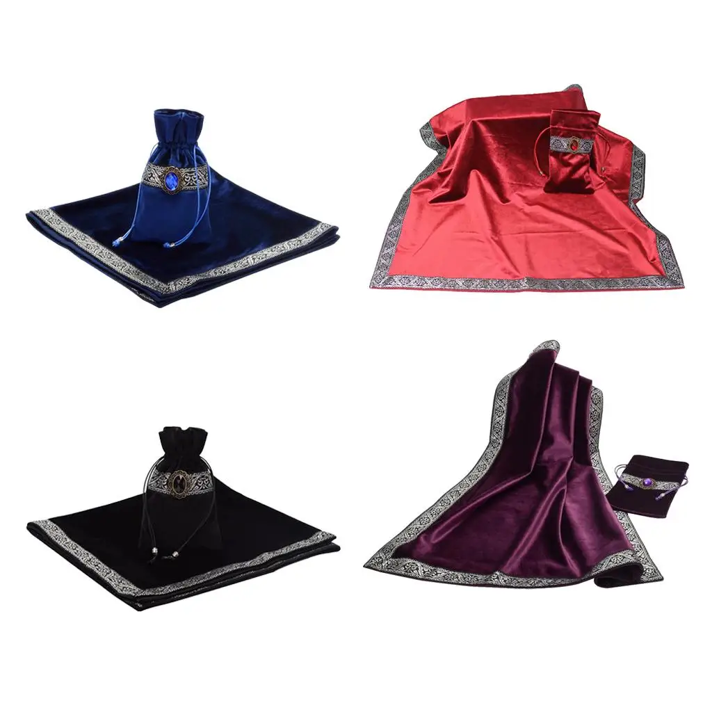 Tarot Table Cloth/Bag Decor Divination Velvet Square Tablecloth Pouch Ornaments