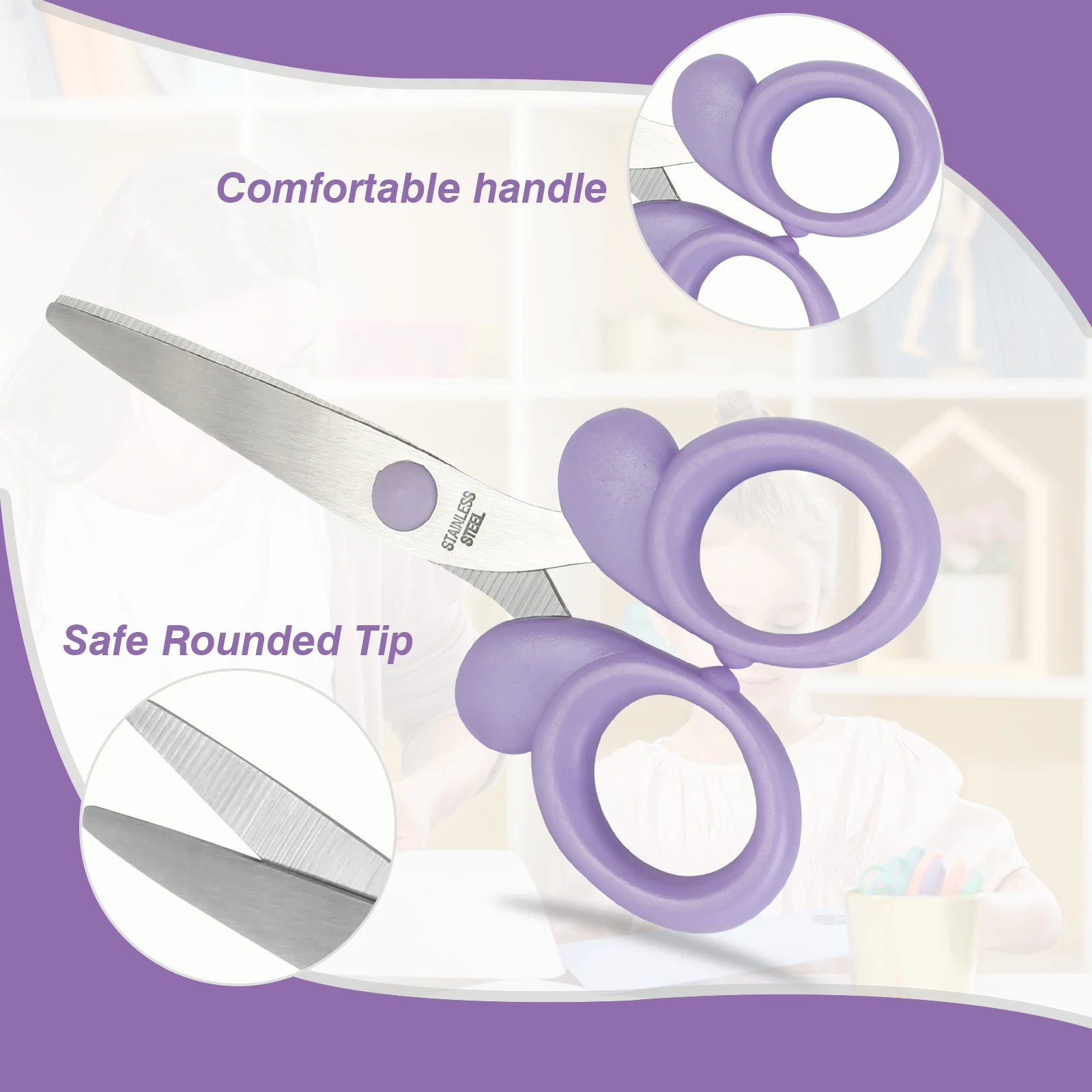Eagle Round Tip Safety Scissors Cute Cartoon，For DIY Paper Cutting Handicrafts Portable Art Scissors Office School Supplies