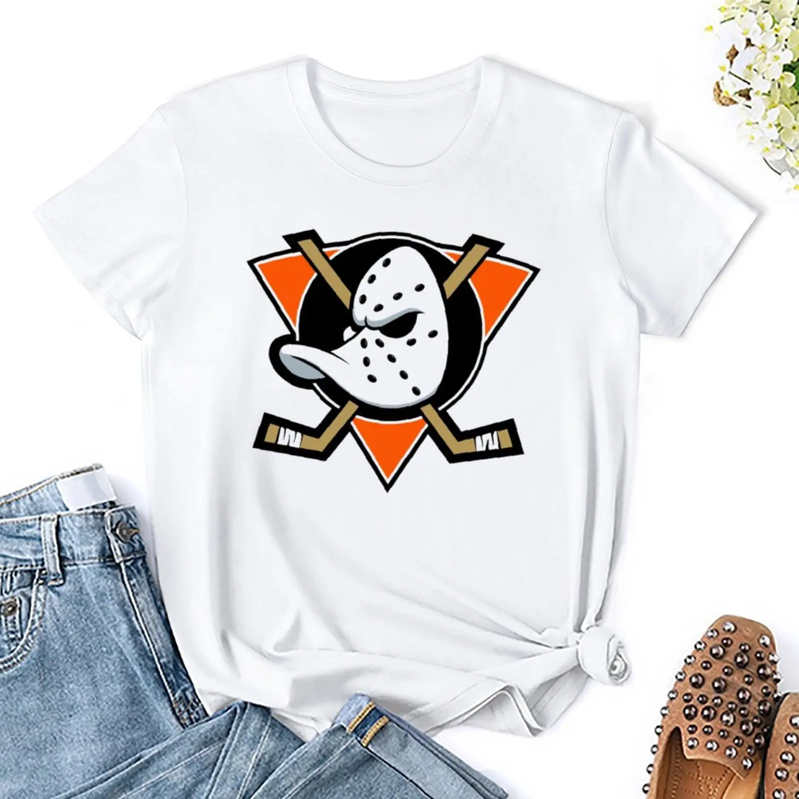 

Могучие Утки Хоккей с шайбой 7 футболок новинка футболка с круглым вырезом Графический отдых