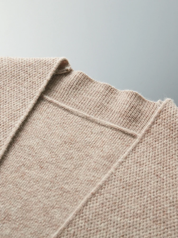 CHICUU Autumn Winter Men Cashmere Sweater Coat Basic V-neck Cardigan 100% Merino Wool Knitwear Smart Casual Jacket Korean Tops 3