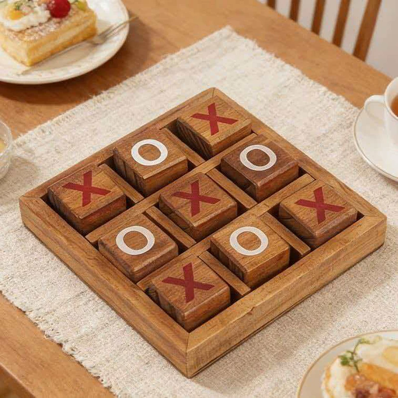 Classico Gioco da Tavolo Strategico Tic Tac Toe, Divertimento per Serate in Famiglia e Viaggi, Giocattoli Educativi in Legno, Sfide Logiche per Bambini e Adulti - immagine 4