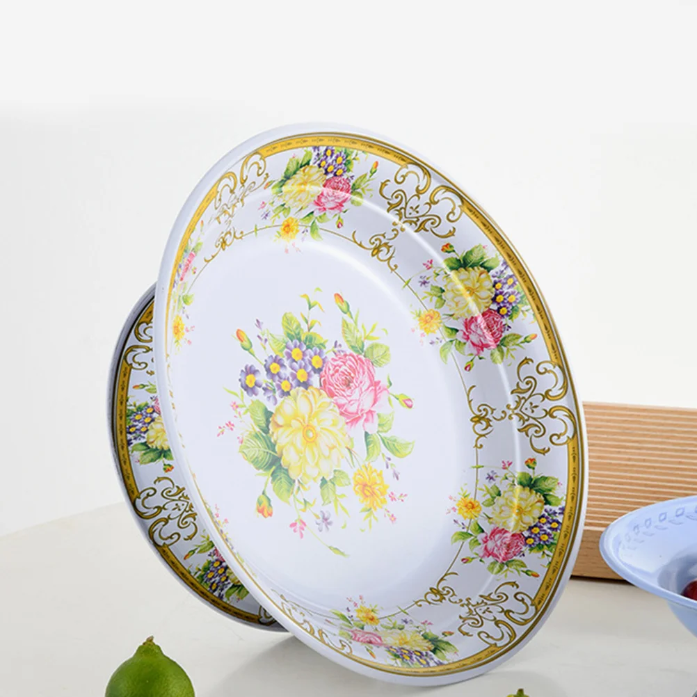 

Decorative Trays Fruit Dish Iron Plate Modern Bowl Food Serving Cake Holder Dried
