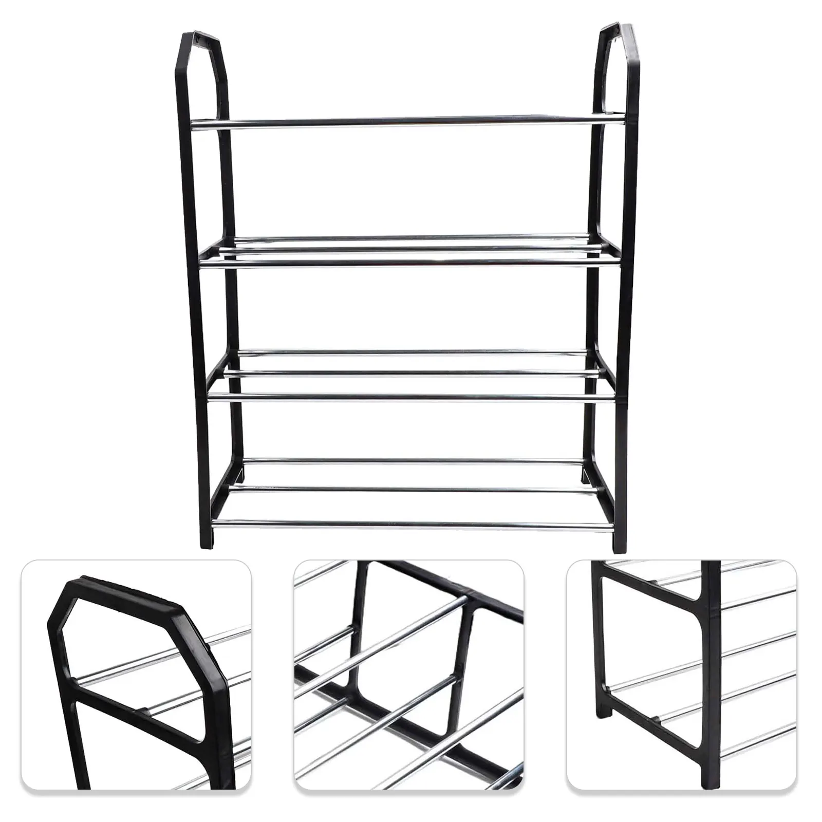 Metal shoe rack 4-Tier Assembled Shoe Stand Trapezoidal Home Shoes Organizer Holder Shoe Shelf for Living Room ﻿ 2