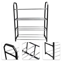 Metal shoe rack 4-Tier Assembled Shoe Stand Trapezoidal Home Shoes Organizer Holder Shoe Shelf for Living Room ﻿ 2