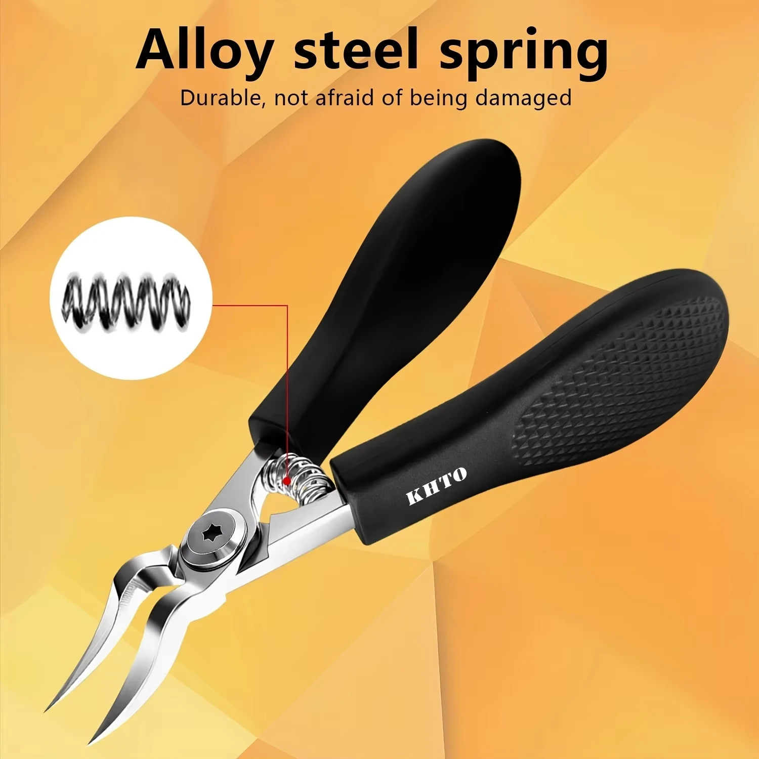 KHTO Professional Heavy-Duty Steel Toenail Clipper with Serrated Blade Thick & Ingrown Nails, Durable Trimmer for Men & Women 6
