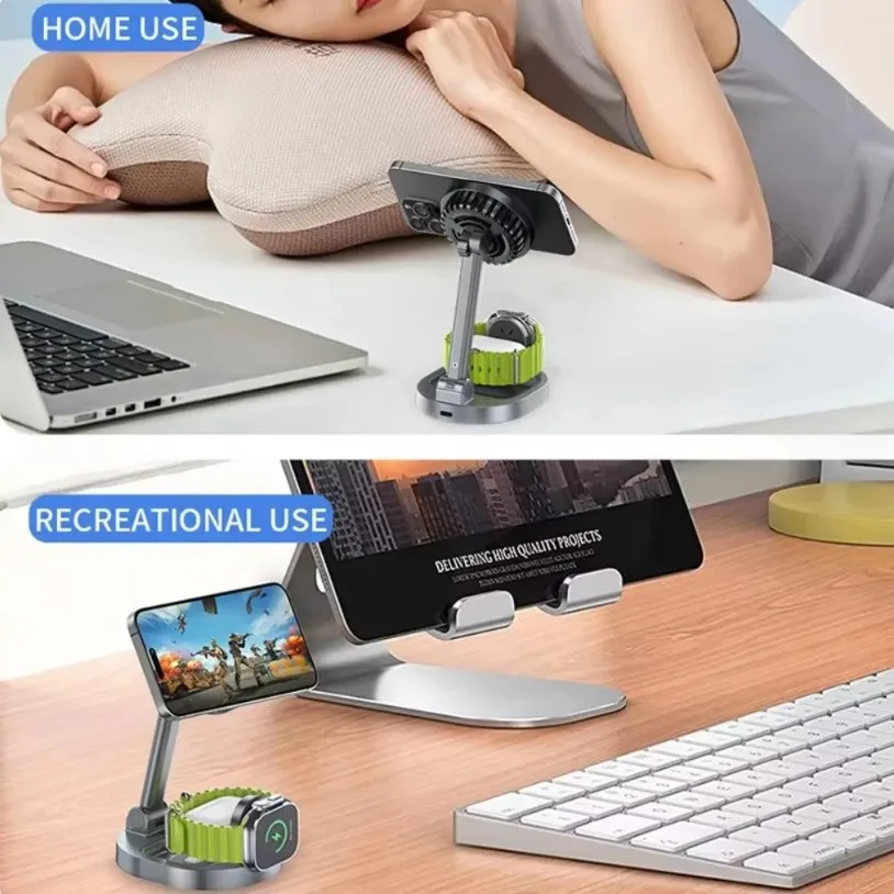 VIKEFON qi2 Ice Cooling 3 in 1 Magnetic Wireless Charger For Magsafe iPhone 16-12 Apple Watch 9 8 7 AirPods Pro2 Fast Charging