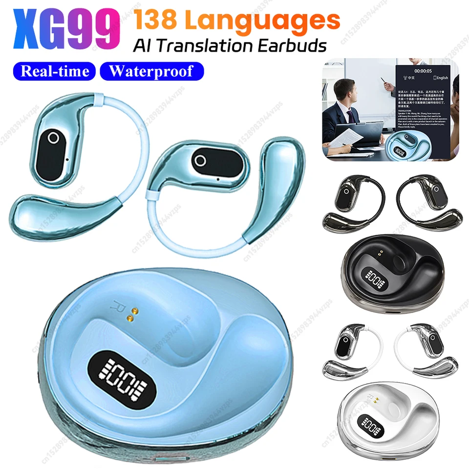 XG99 リアルタイム翻訳イヤホン 138 言語 Bluetooth スマート音声翻訳
