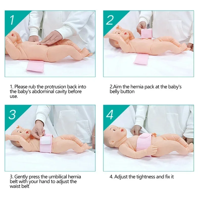 2pcs Umbilical Hernia Therapy Treatment Belt Breathable Bag Elastic Cotton Strap for 0-1 Years Old Baby Children Infant Kids