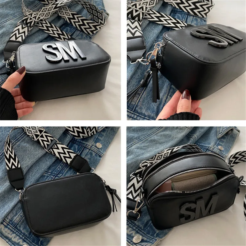 Fashionable Versatile Leather Women Bag with Casual Single Chic Shoulder Bag, Letter Design Luxury Crossbody Bag with Wide Strap