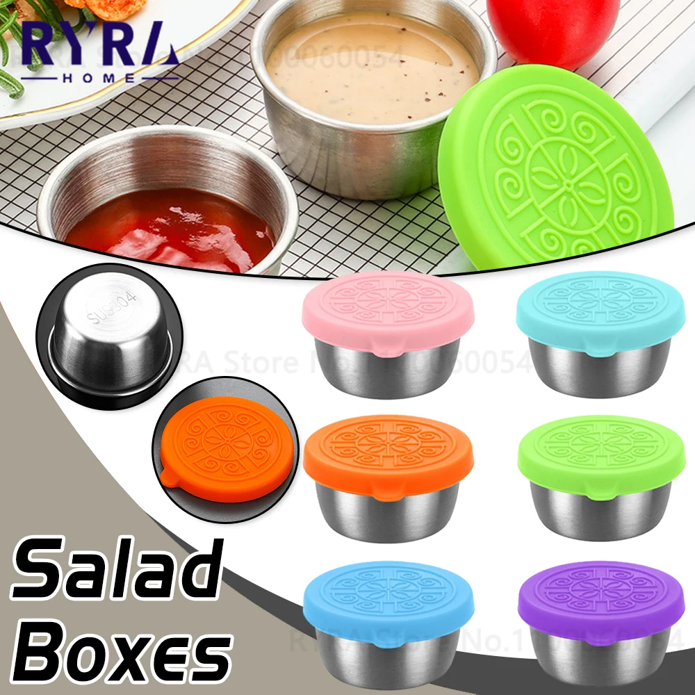 5Pcs Stainless Steel Salad Dressing Containers With Lids Reusable  Multipurpose Condiment Sauce Box For Home Picnic Lunch - AliExpress