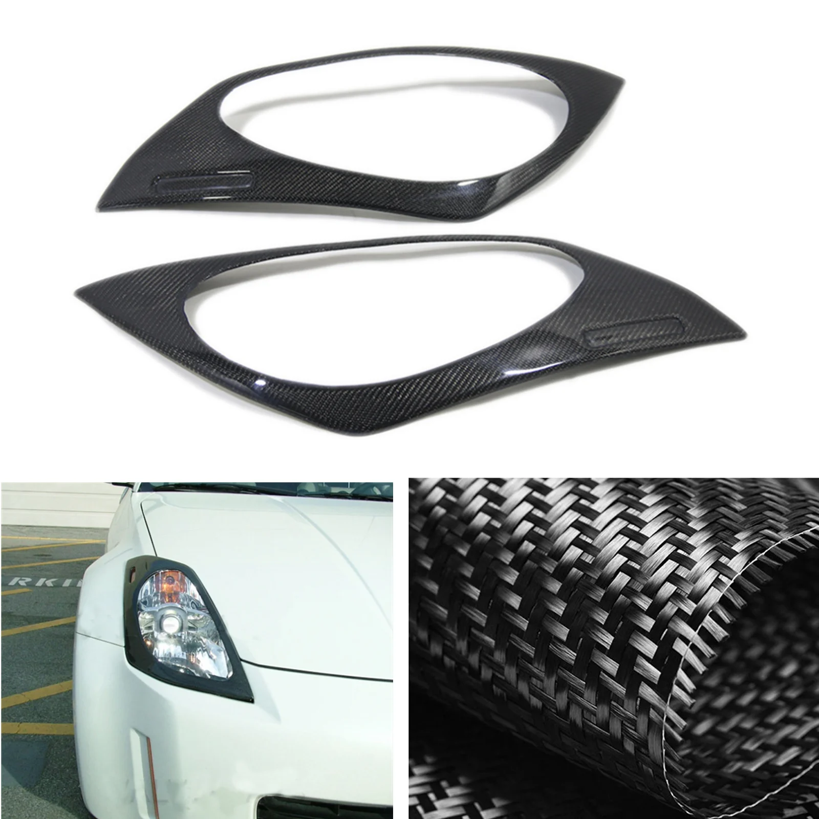

Carbon Fiber Headlight Cover Headlamp Frame Trim For Nissan 350Z Z33 2003-2006 Coupe 2 Door Front Head Light Lamp Bezel Brow
