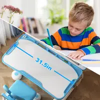 2Pcs/Set Kids Study Desk Chair Set Height Adjustable Children School Study Table Chair Set with Sitting Corrector, Book Stand 2