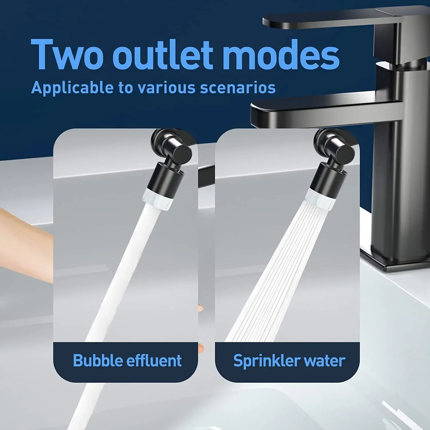 

Поворотный удлинитель для крана, Универсальный двойной распылитель, адаптер, удлинители для головки, продукты для ванной комнаты, 1080 градусов, удлинитель режима