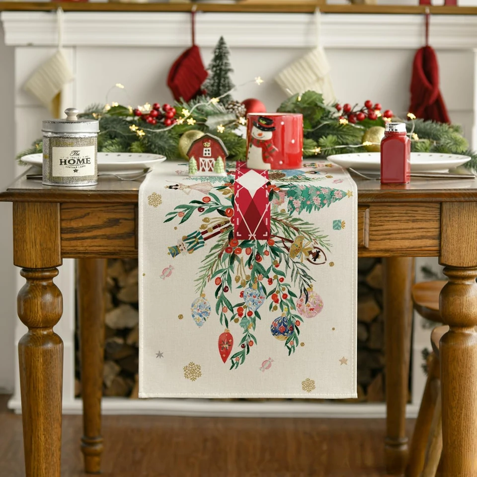 Gingerbread Man Christmas Table Runner 13x72 Inch - Linen Holiday Dining Decor For Kitchen, Parties - View #7