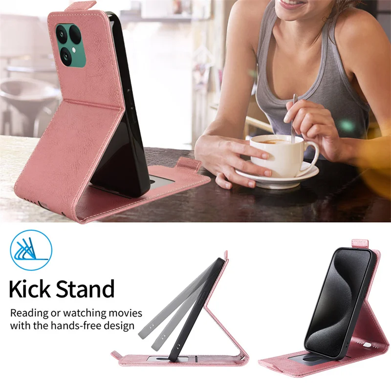 Anti-Fall Flip Vertical Case - Retro Skin-Friendly Full Cover with Card Holder