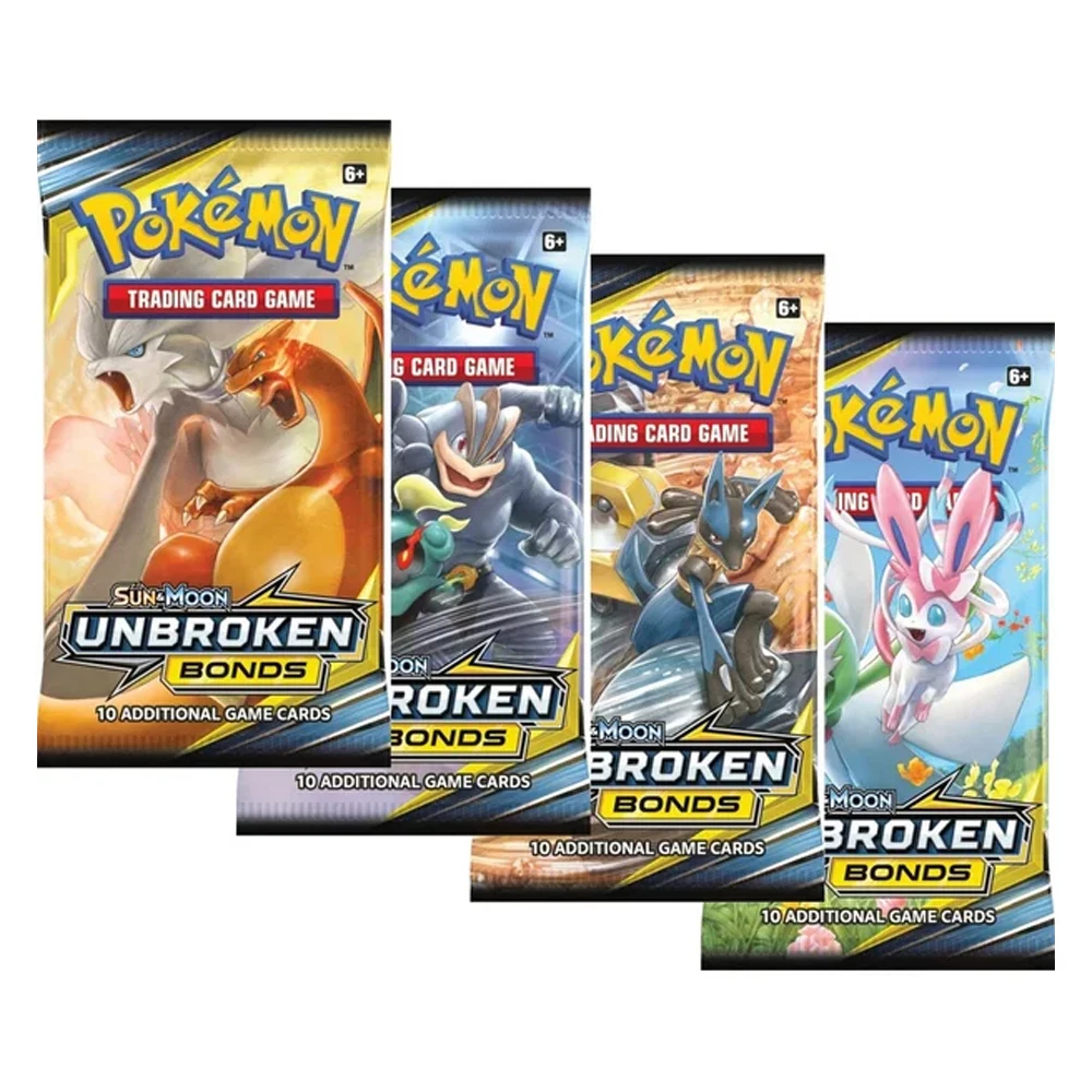 4 pack Sun & Moon Unbroken Bonds Booster Pack Pokemon Cards Game Collection Battle Carte Trading