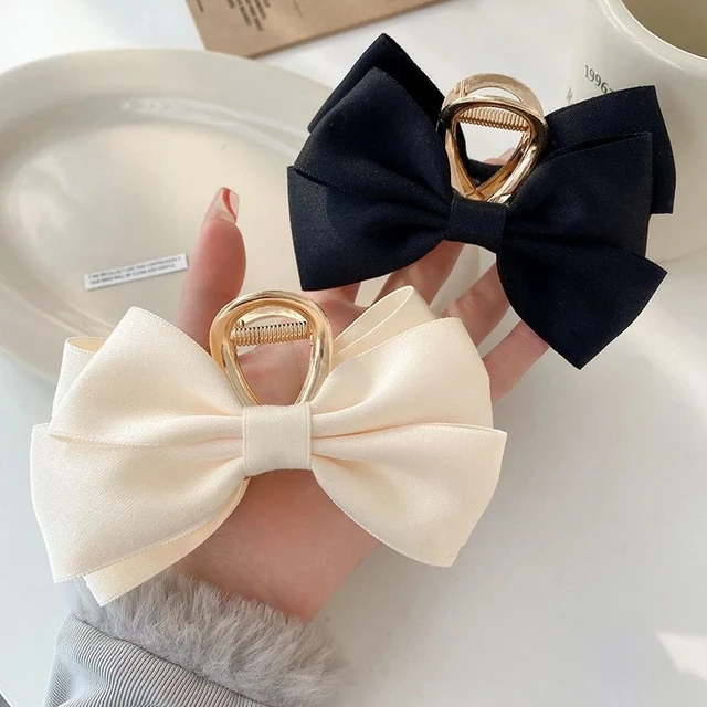 Chanel White Leather and Gold Screw Barrette