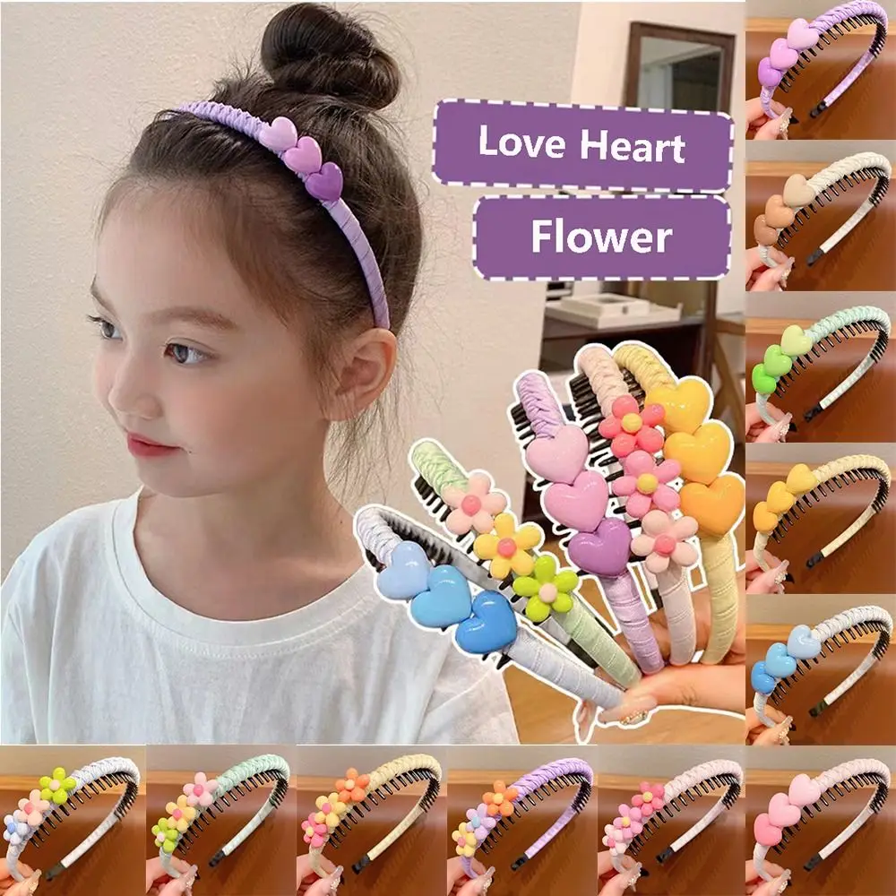 Cute Love Hear Children Teethed Hair Hoop Flower Floral Korean Barrette Daily