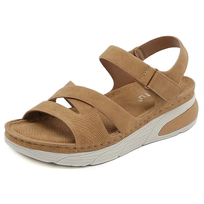 

New Sandals Shoes Women Soft PU 3CM Wedges Shoes Bohemian Rhinestone Elastic band leisure sports Women's Shoes Party grey
