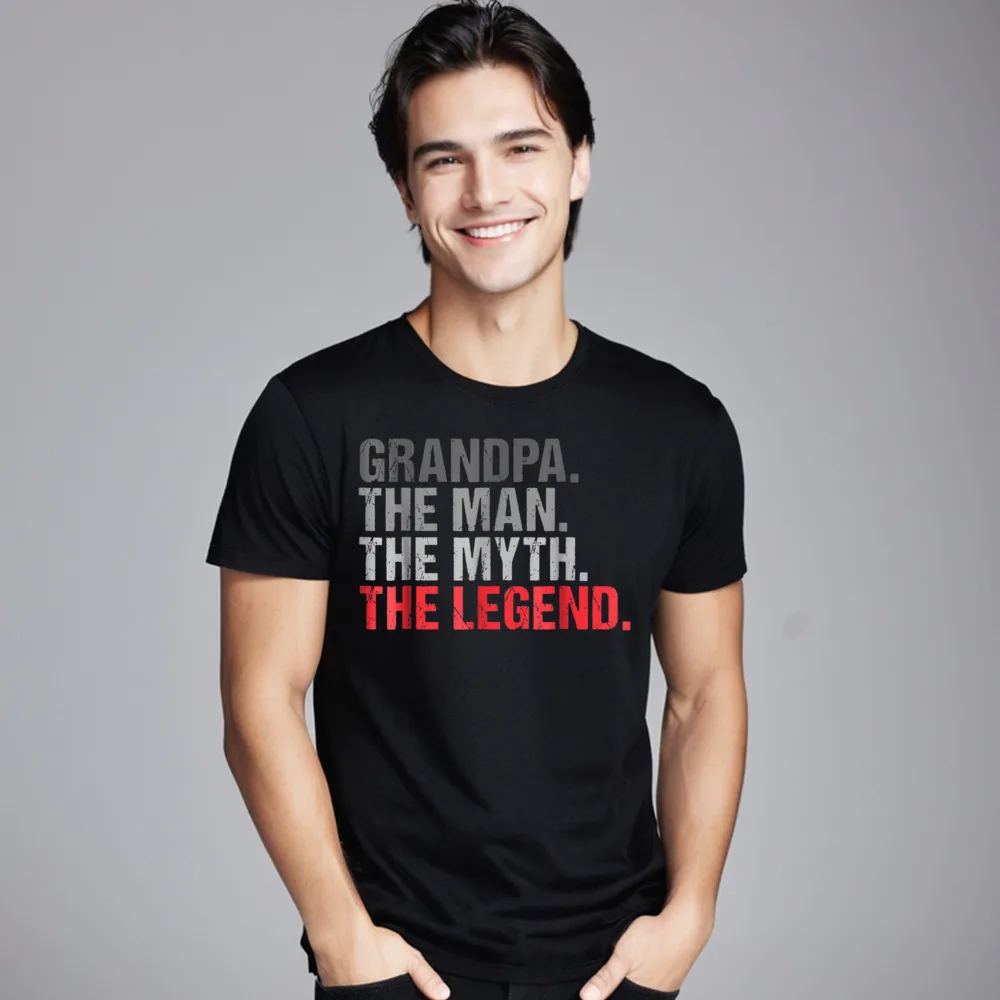 Mens Grandpa The Man The T Shirt Short Sleeve Party Retro Man Christmas Tops & Tees Party Tops Shirt Crew Neck All Cotton Mens Grandpa The Man The Myth The Legend Fathers Day T-Shirt__20554